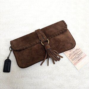 SOLD 🎈Vintage Coach Fringe Large Wristlet/Clutch 7138 Dark Brown Suede - EVC